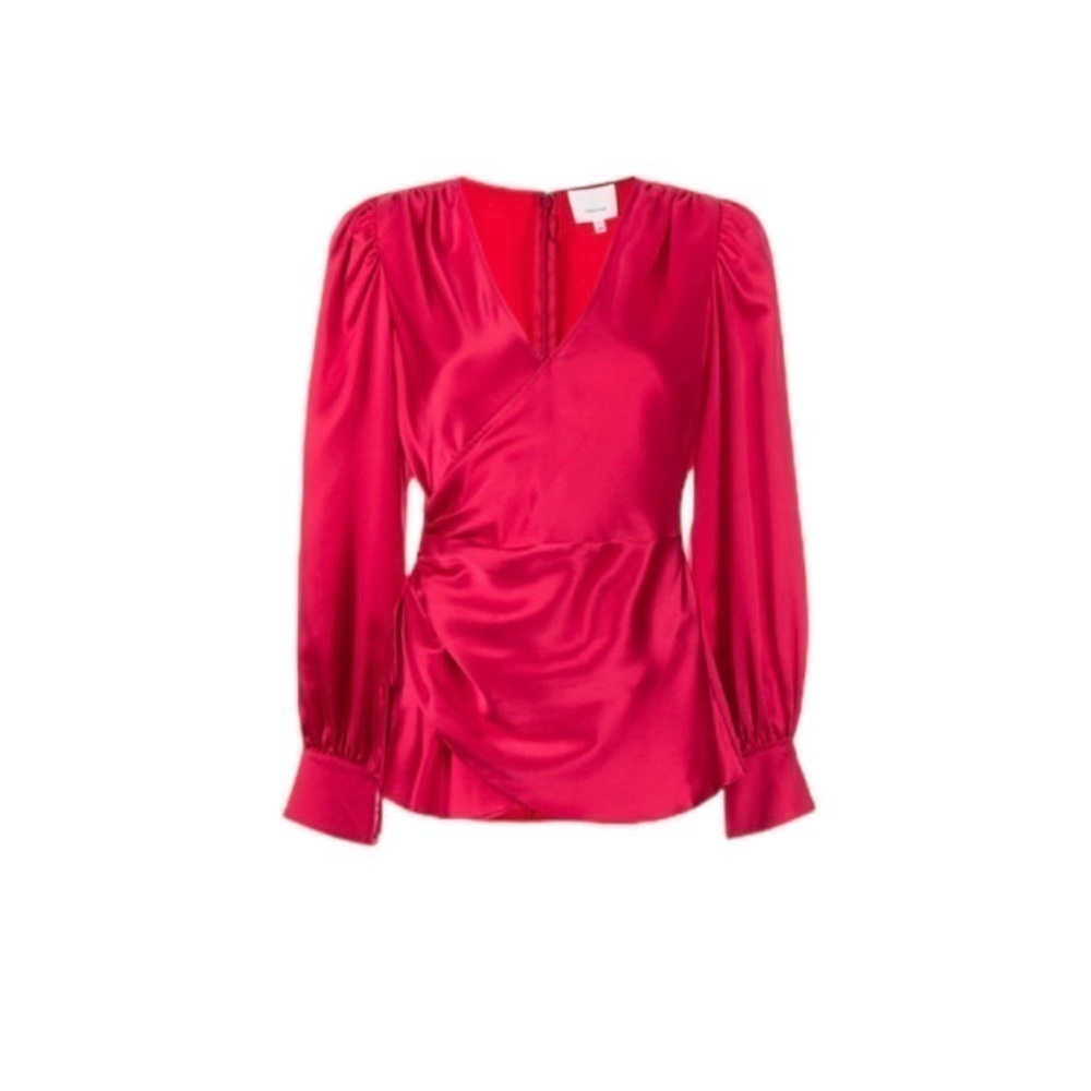 Cinq à Sept Red Satin Blouse